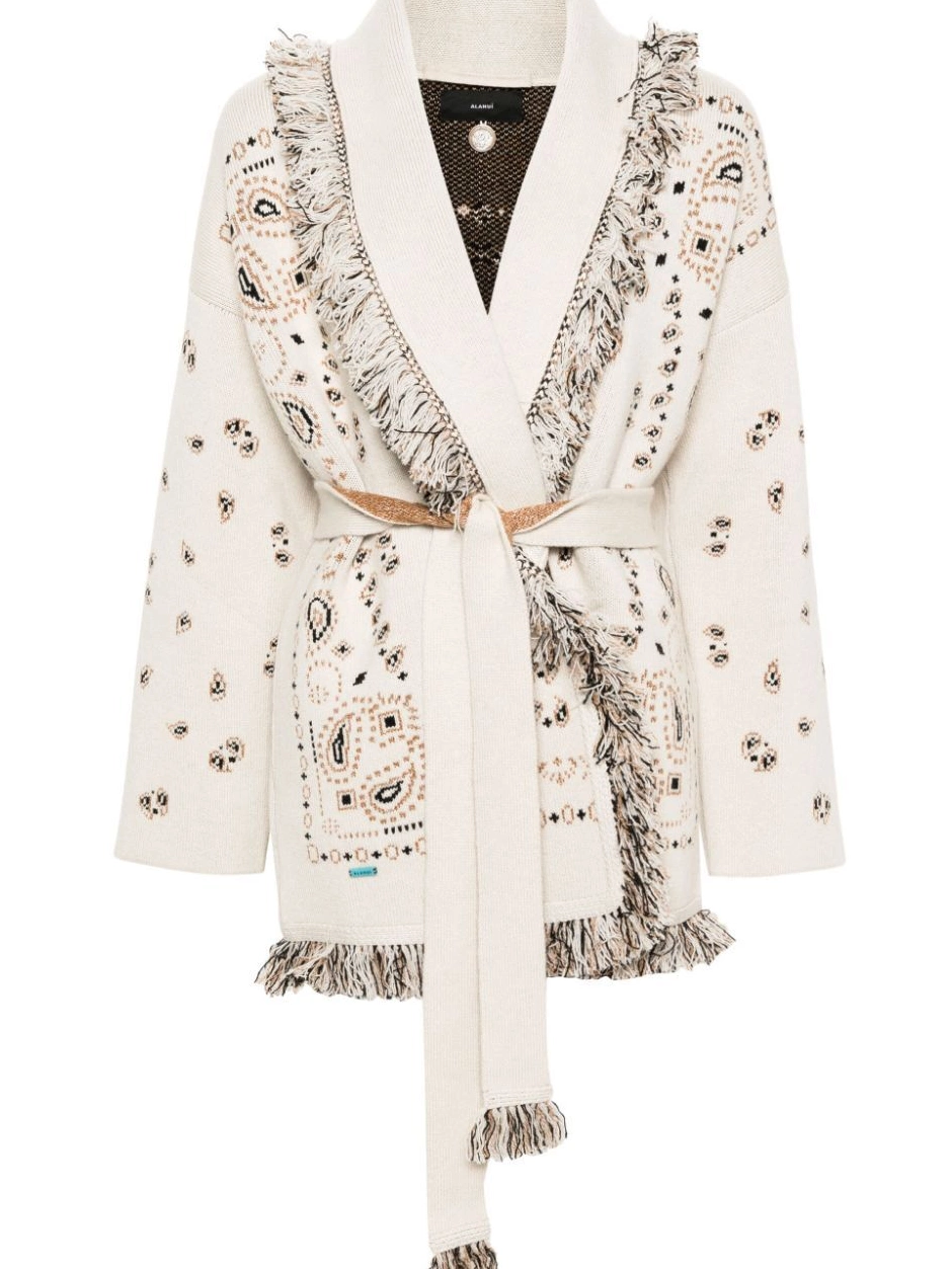 Affordable Women paisley-jacquard frayed cardigan Alanui 0418